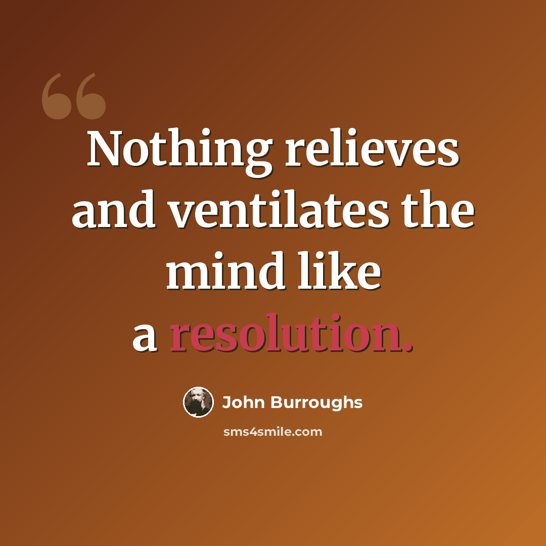 “Nothing relieves and ventilates the mind like a resolution.” quote by John Burroughs