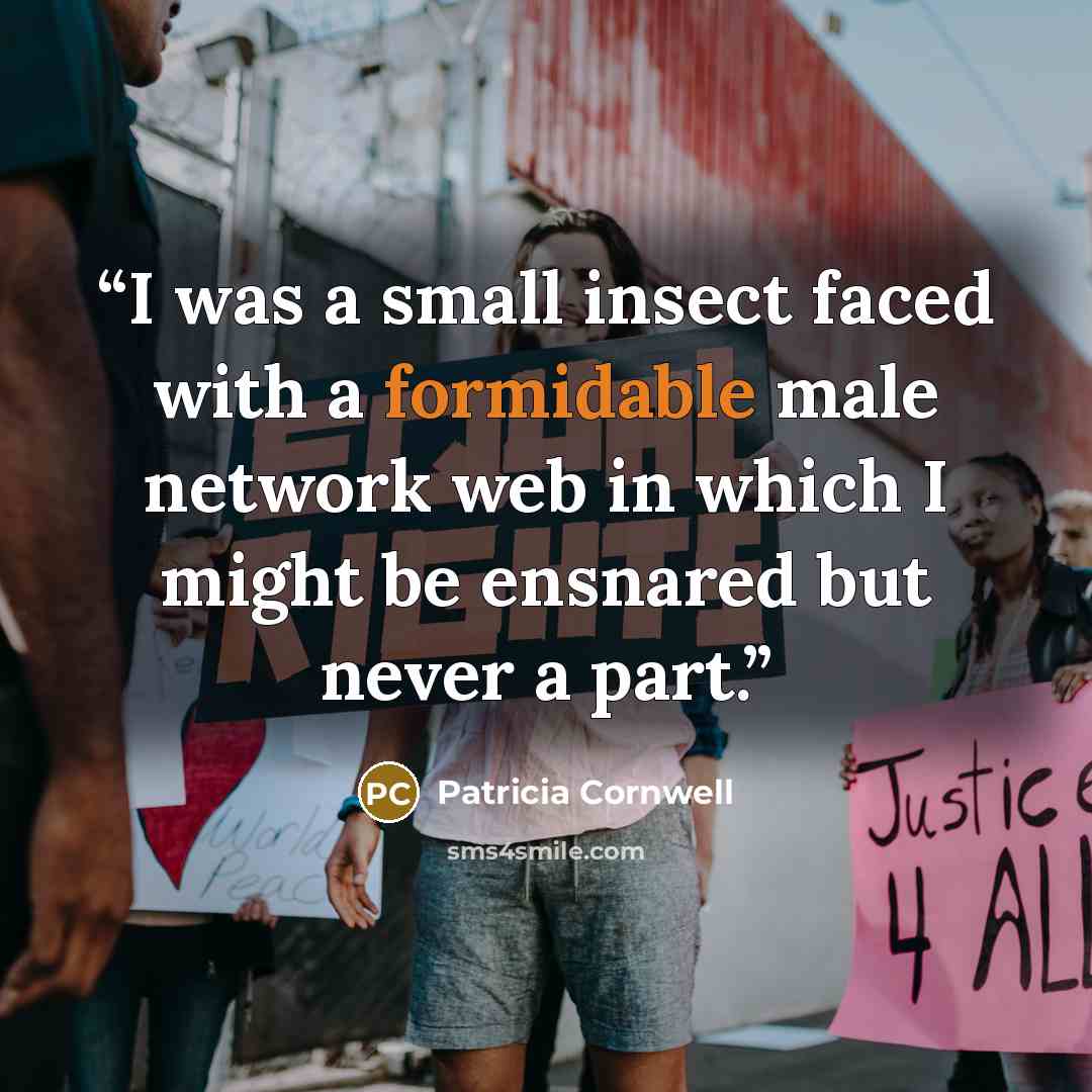 “I was a small insect faced with a formidable male network web in which I might be ensnared but never a part.” quote by Patricia Cornwell