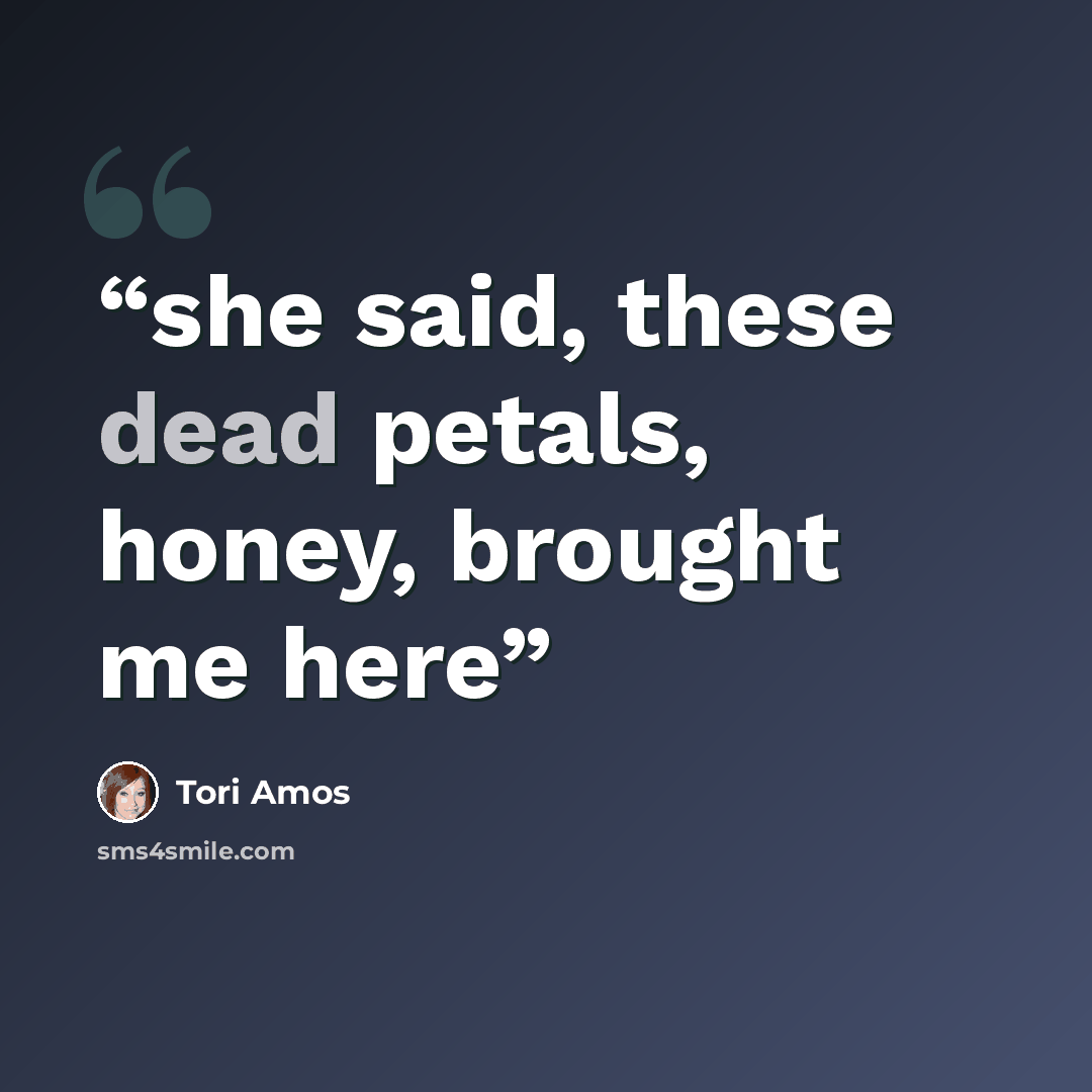 “she said, these dead petals, honey, brought me here” quote by tori amos