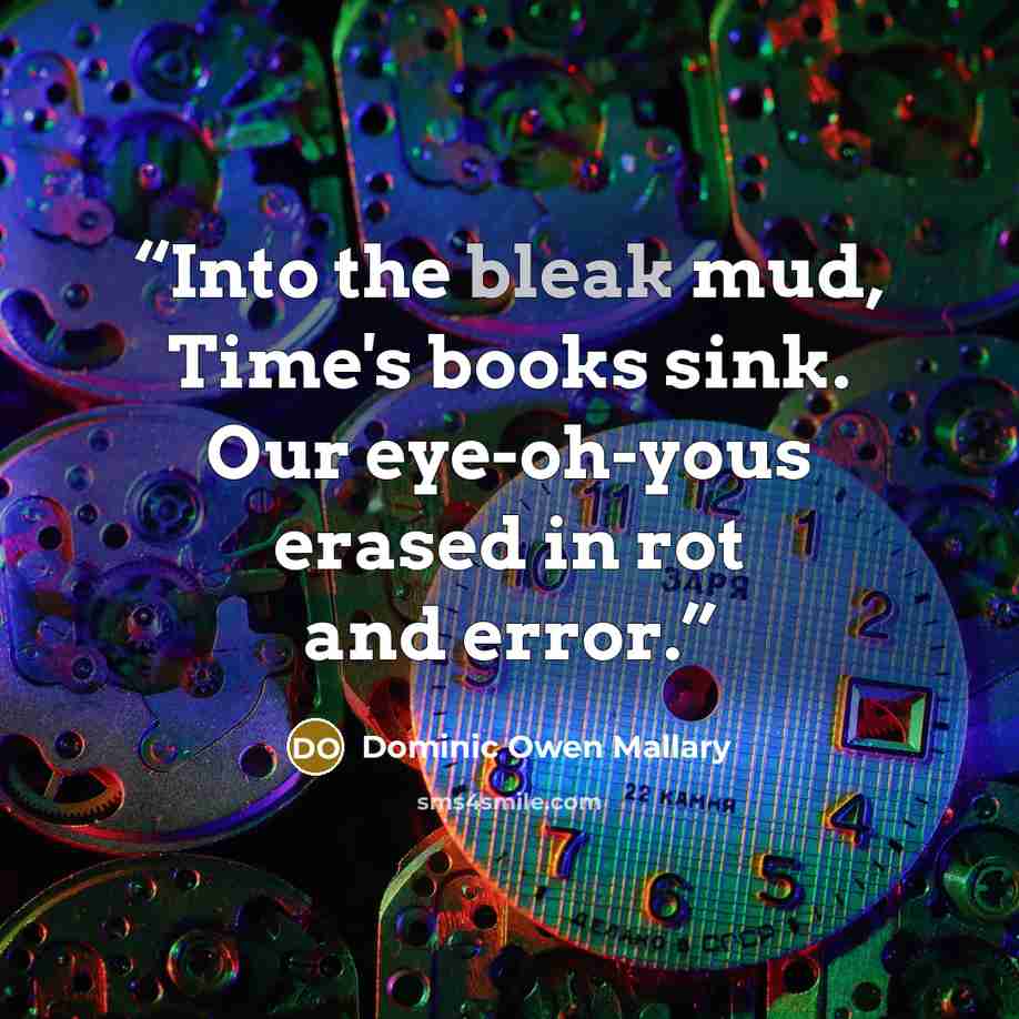 “Into the bleak mud, Time's books sink. Our eye-oh-yous erased in rot and error.” quote by Dominic Owen Mallary