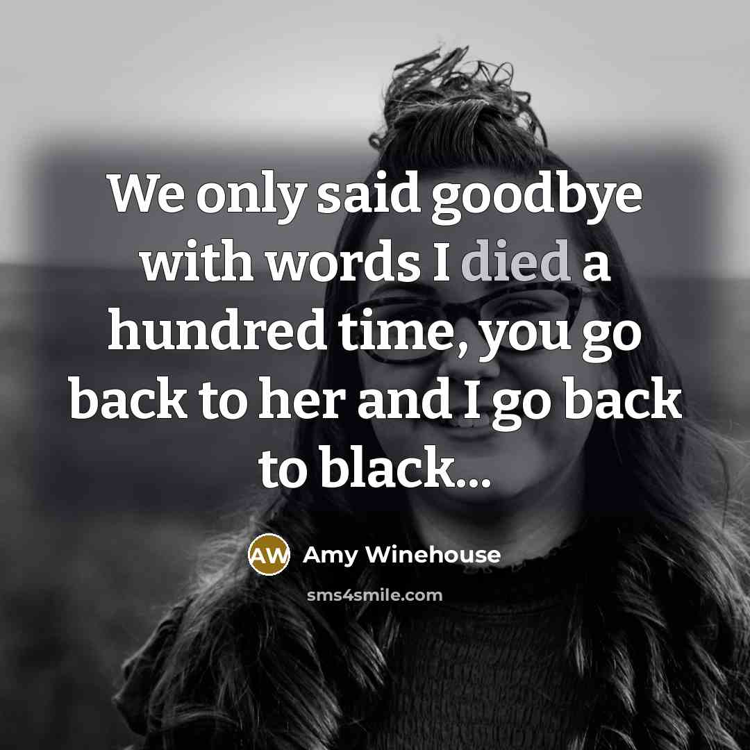 “We only said goodbye with words I died a hundred time, you go back to her and I go back to black...” quote by Amy Winehouse