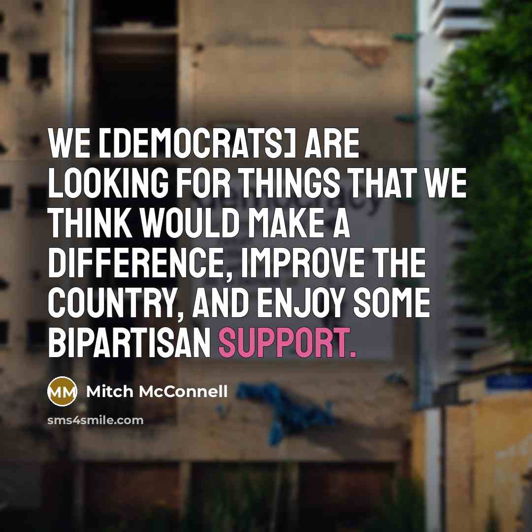 “We [Democrats] are looking for things that we think would make a difference, improve the country, and enjoy some bipartisan support.” quote by Mitch McConnell