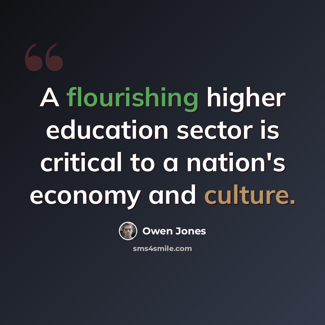 “A flourishing higher education sector is critical to a nation's economy and culture.” quote by Owen Jones