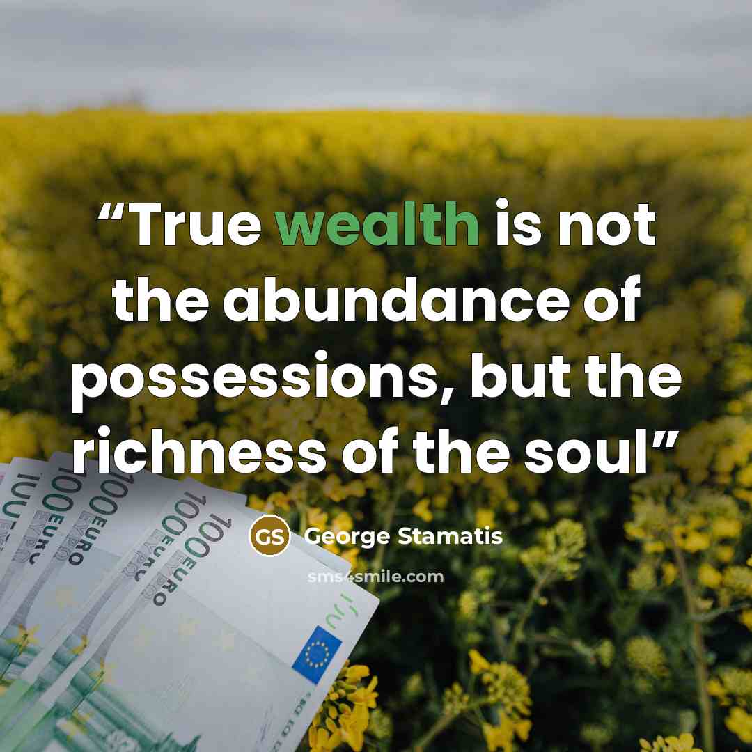 “True wealth is not the abundance of possessions, but the richness of the soul” quote by George Stamatis