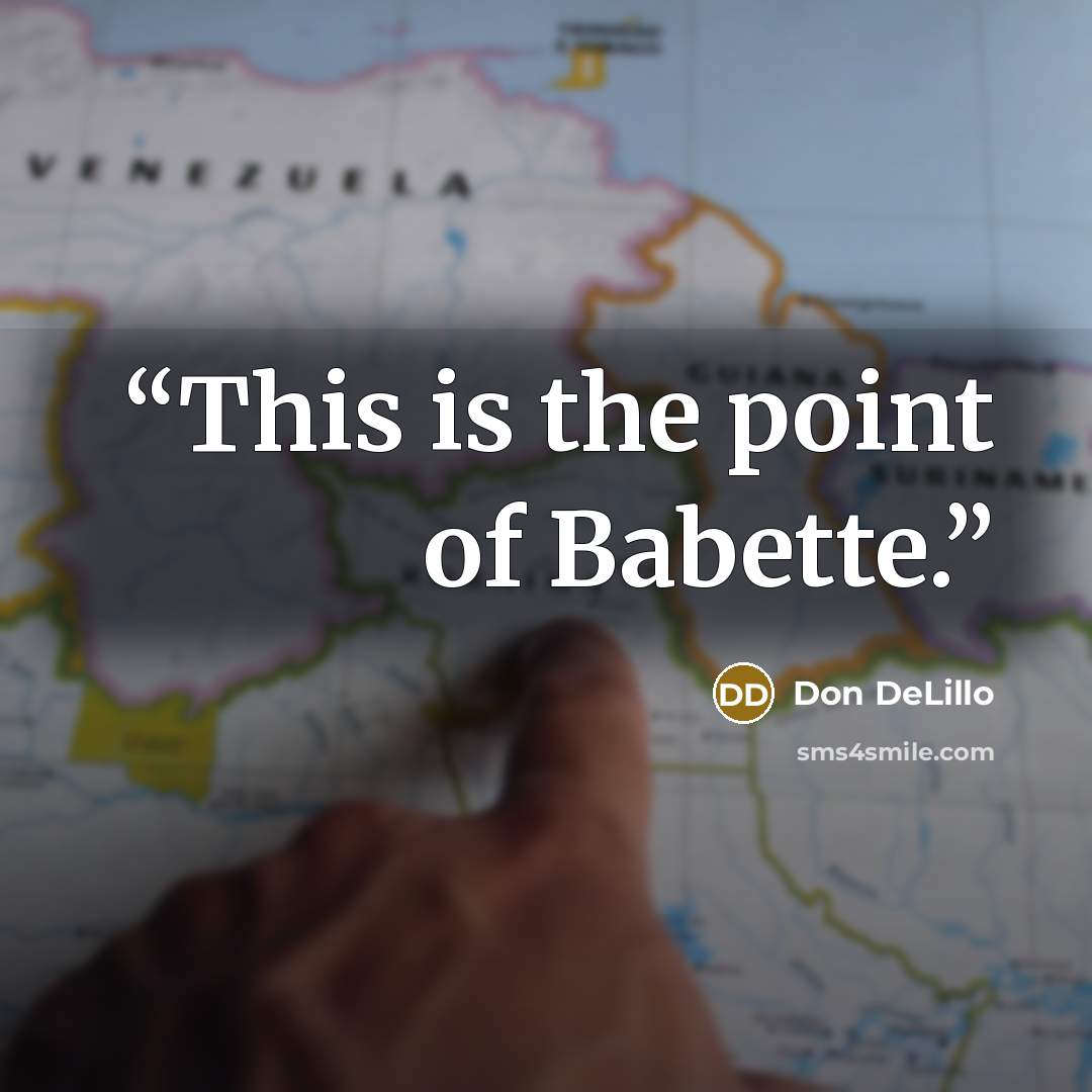 “This is the point of Babette.” quote by Don DeLillo