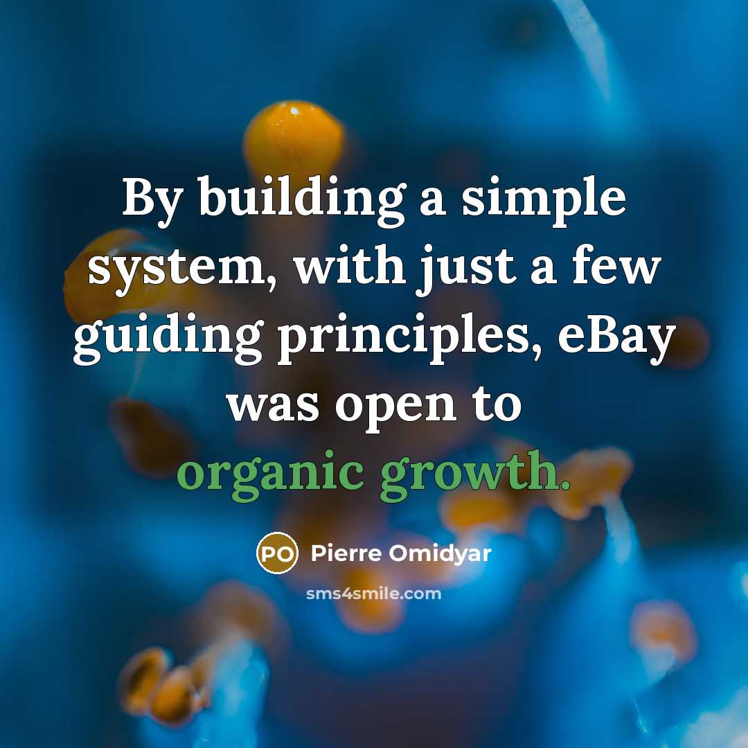 “By building a simple system, with just a few guiding principles, eBay was open to organic growth.” quote by Pierre Omidyar