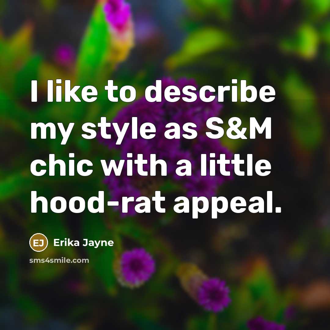 “I like to describe my style as S&M chic with a little hood-rat appeal.” quote by Erika Jayne