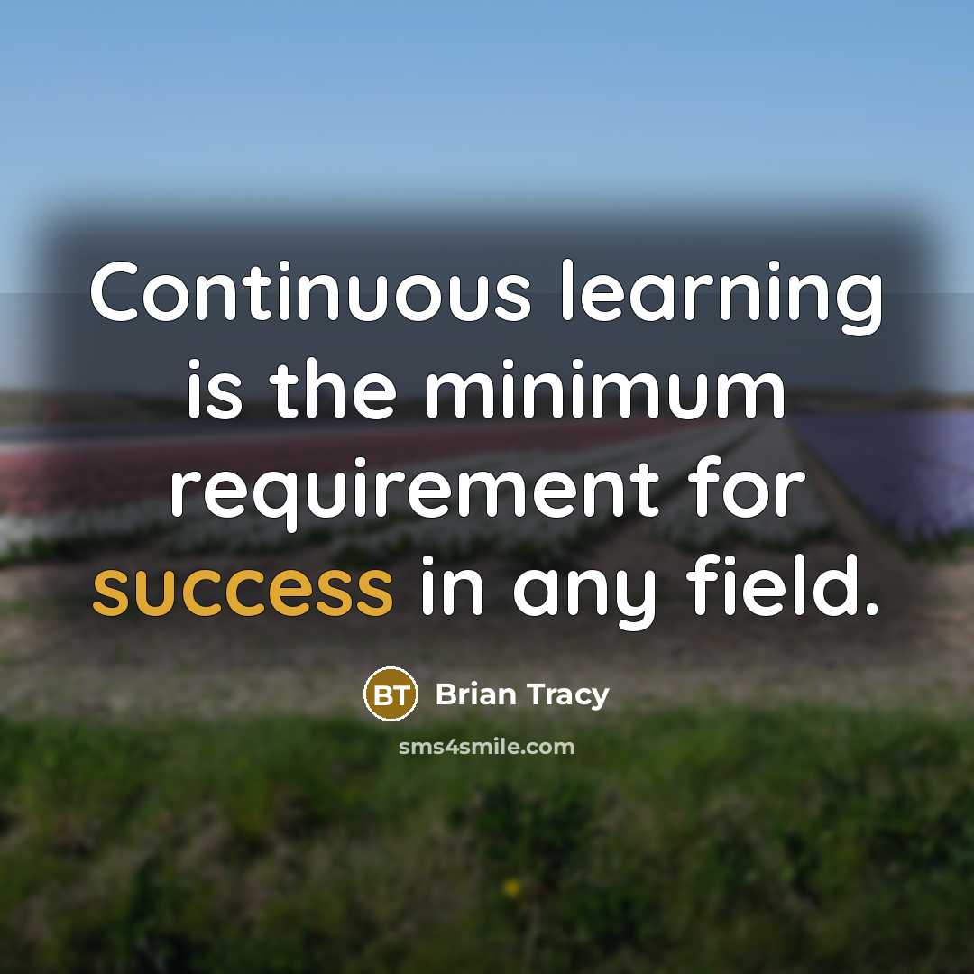 “Continuous learning is the minimum requirement for success in any field.” quote by Brian Tracy