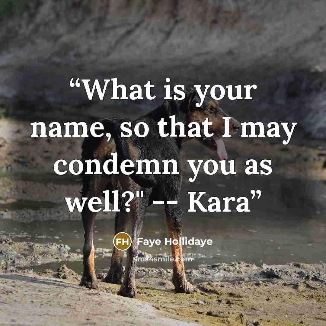 “What is your name, so that I may condemn you as well?" -- Kara” quote by Faye Hollidaye