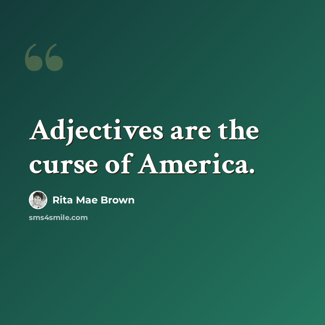 “Adjectives are the curse of America.” quote by Rita Mae Brown