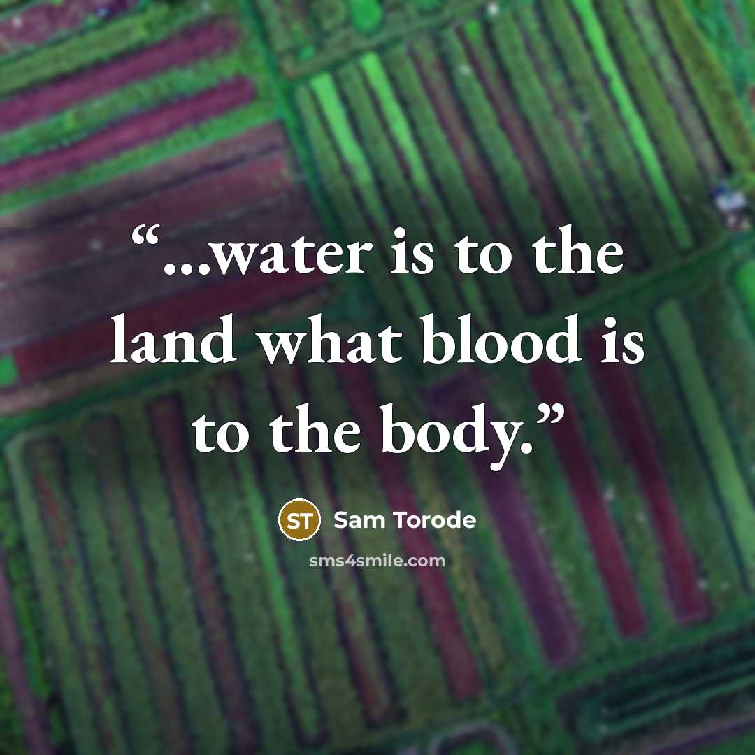 “...water is to the land what blood is to the body.” quote by Sam Torode