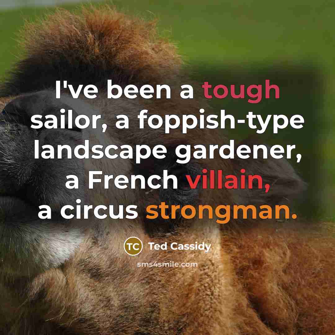 “I've been a tough sailor, a foppish-type landscape gardener, a French villain, a circus strongman.” quote by Ted Cassidy