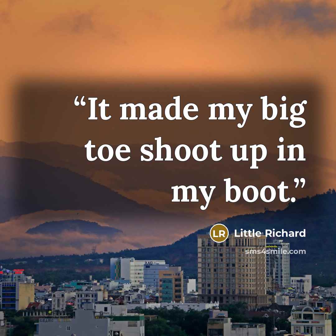 “It made my big toe shoot up in my boot.” quote by Little Richard