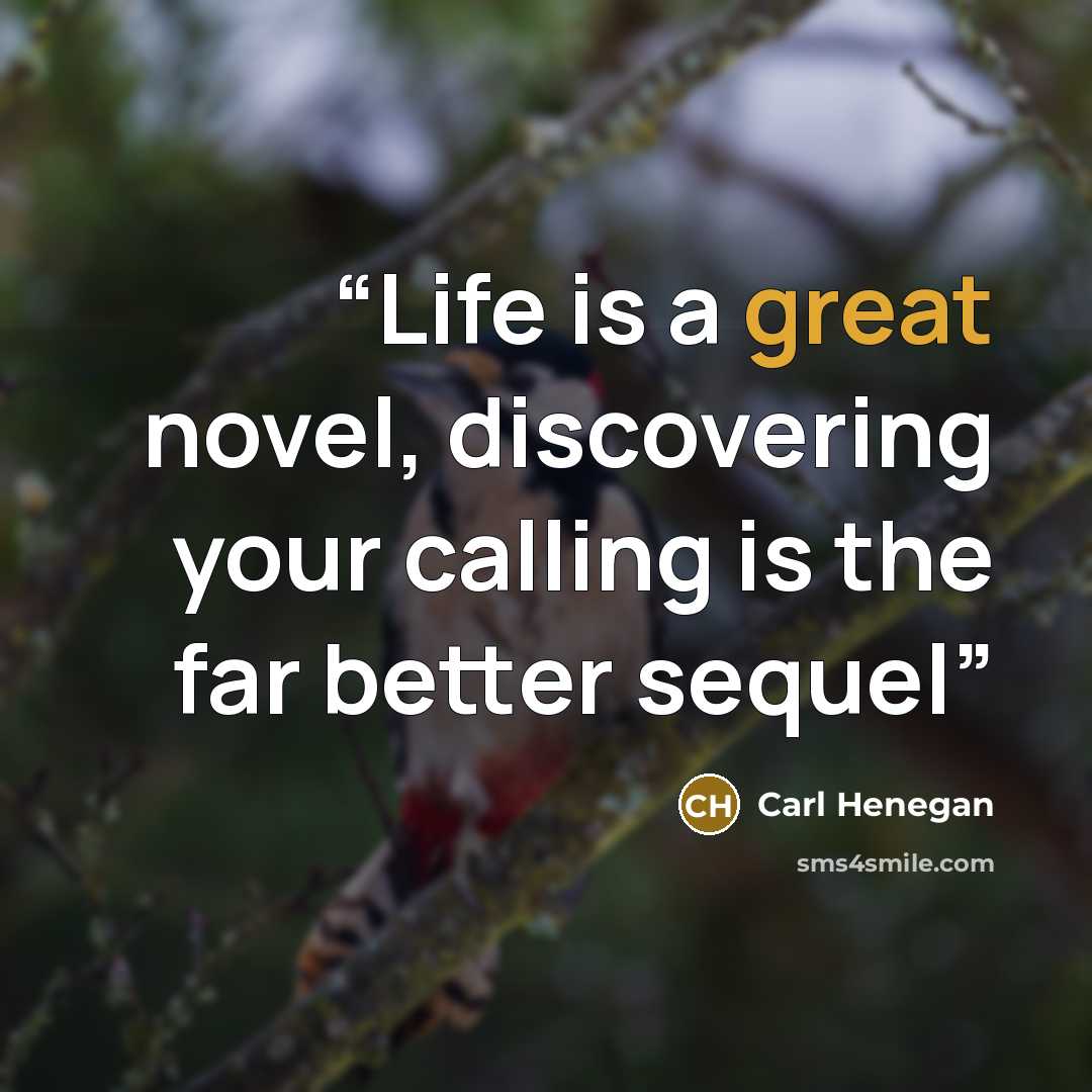 “Life is a great novel, discovering your calling is the far better sequel” quote by Carl Henegan