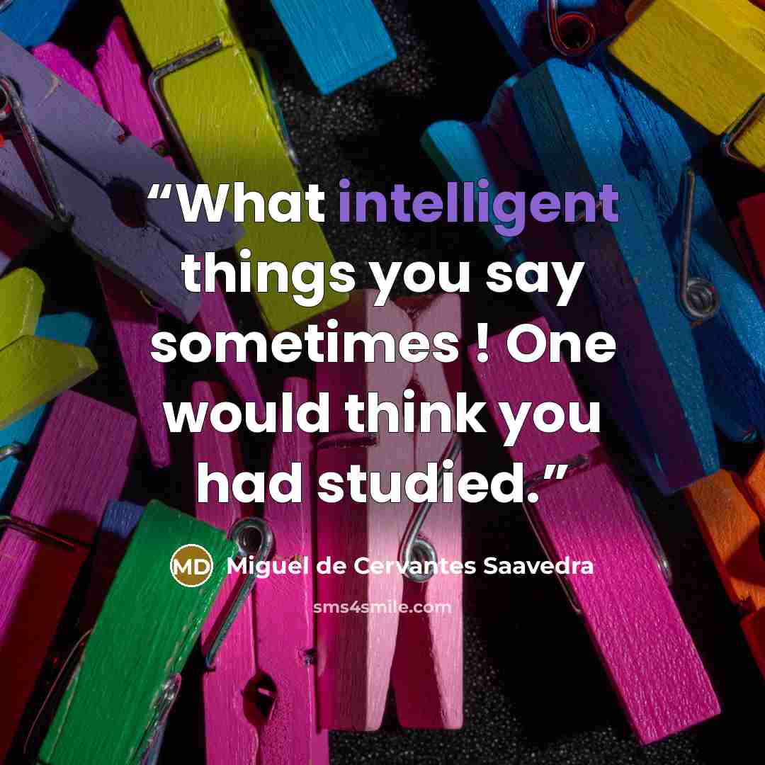 “What intelligent things you say sometimes ! One would think you had studied.” quote by Miguel de Cervantes Saavedra
