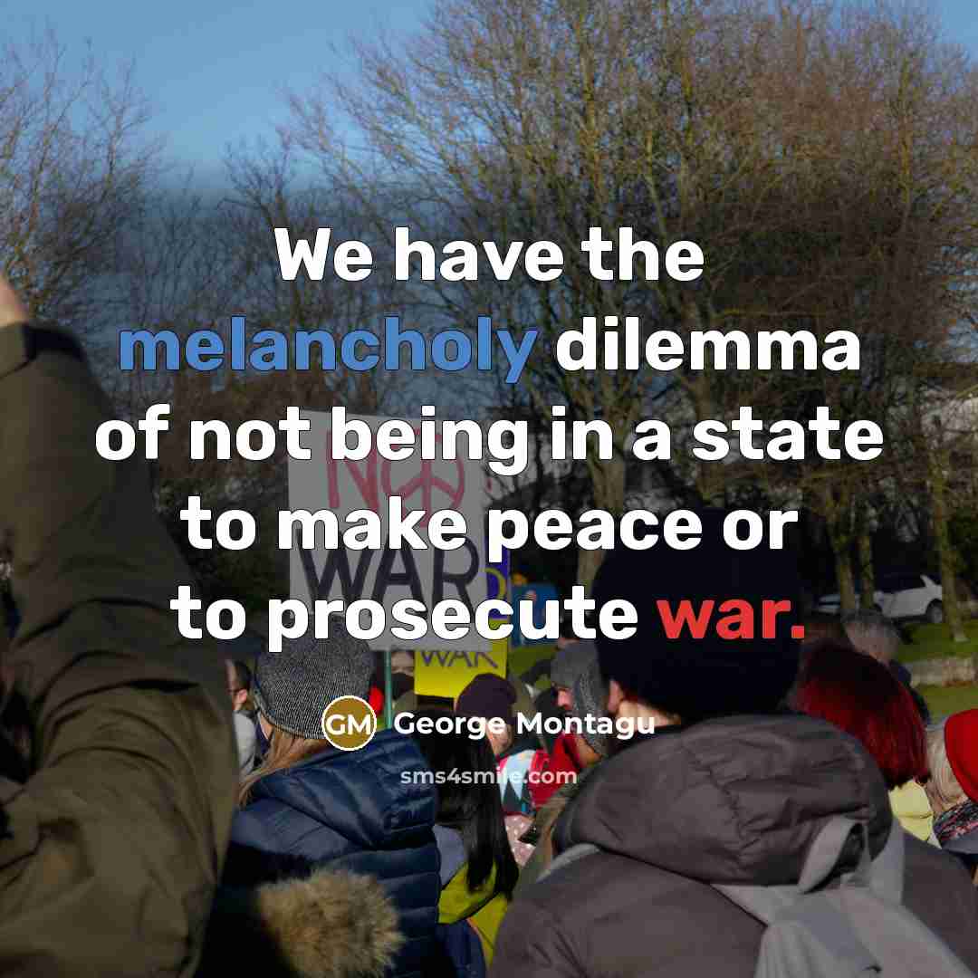 “We have the melancholy dilemma of not being in a state to make peace or to prosecute war.” quote by George Montagu