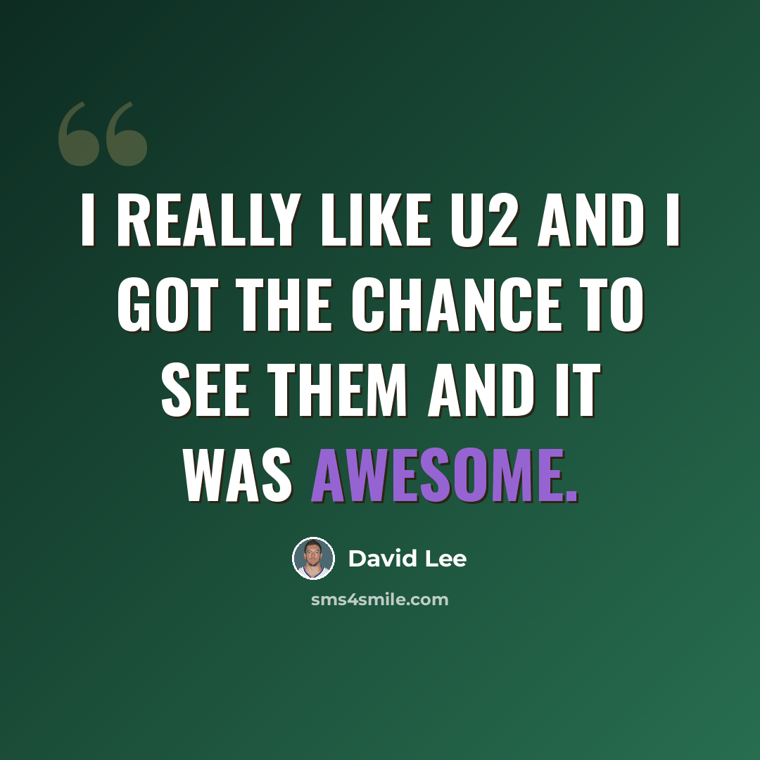 “I really like U2 and I got the chance to see them and it was awesome.” quote by David Lee