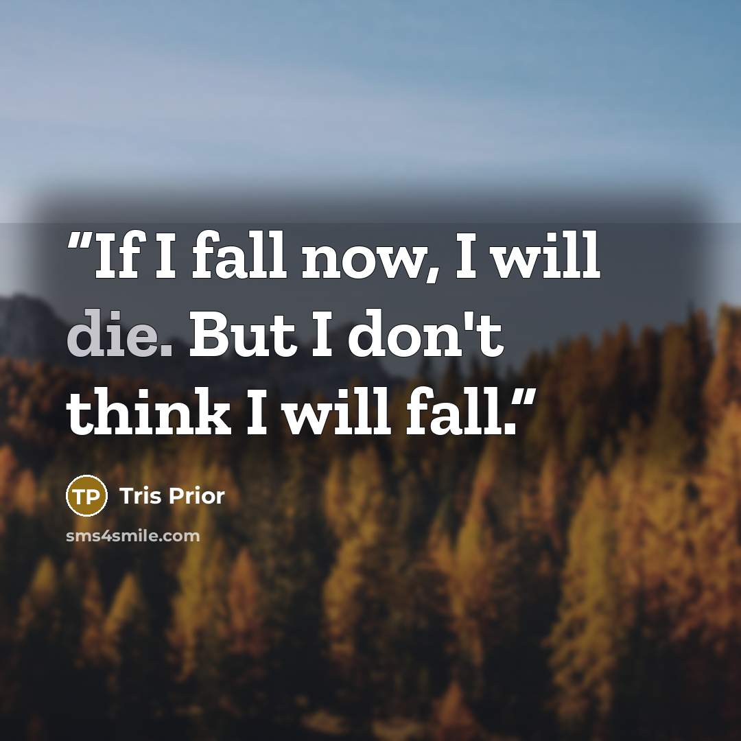 “If I fall now, I will die. But I don't think I will fall.” quote by Tris Prior