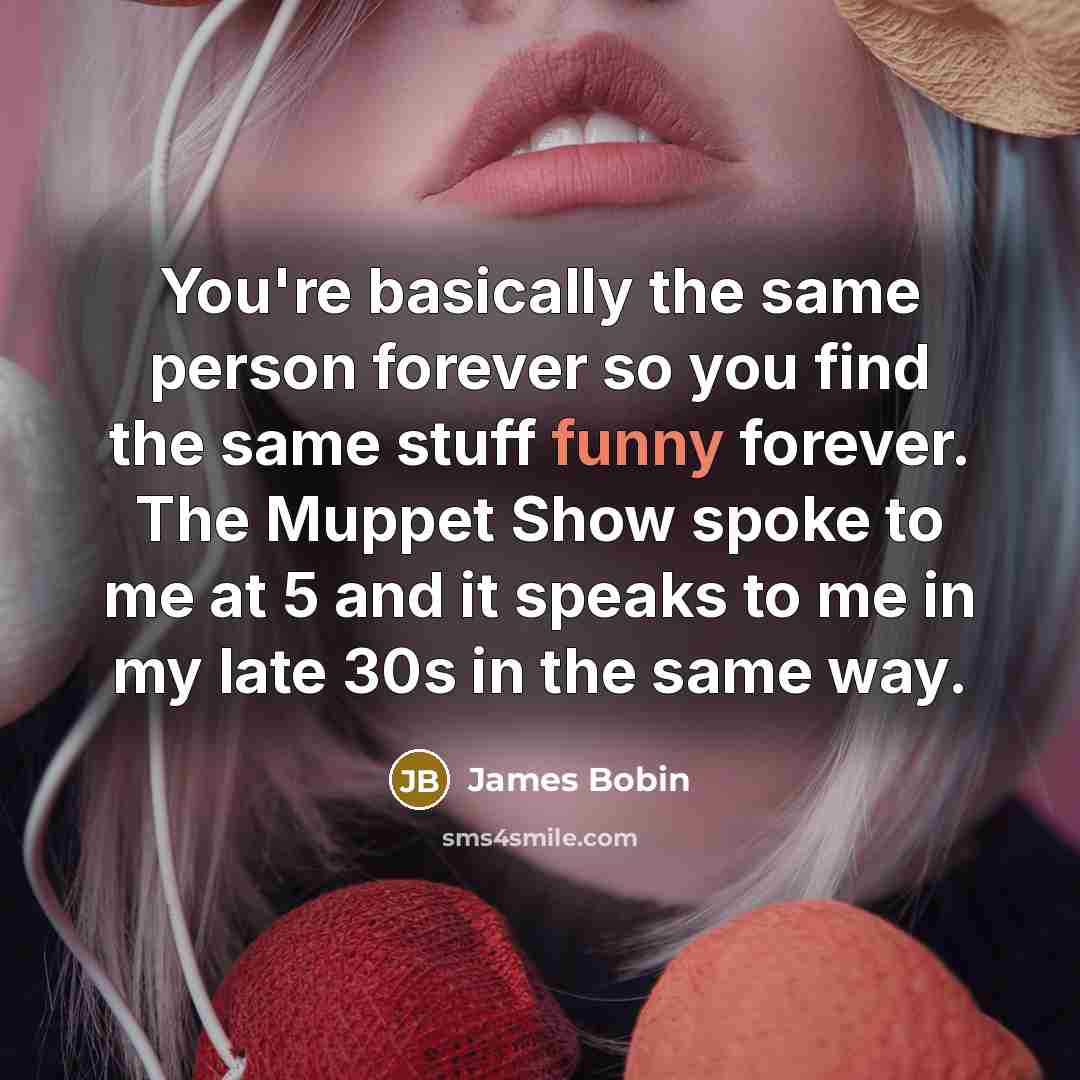 “You're basically the same person forever so you find the same stuff funny forever. The Muppet Show spoke to me at 5 and it speaks to me in my late 30s in the same way.” quote by James Bobin