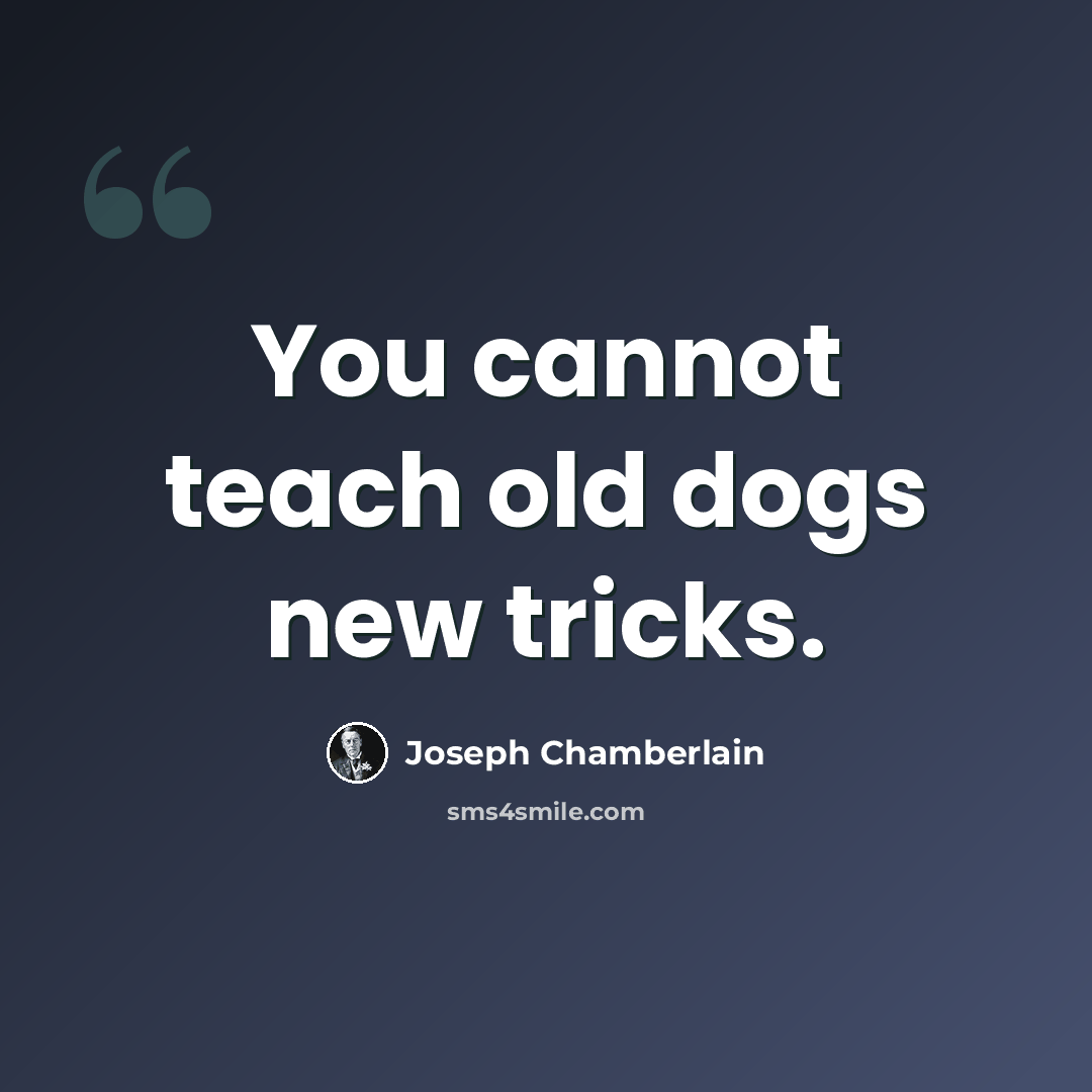 “You cannot teach old dogs new tricks.” quote by Joseph Chamberlain