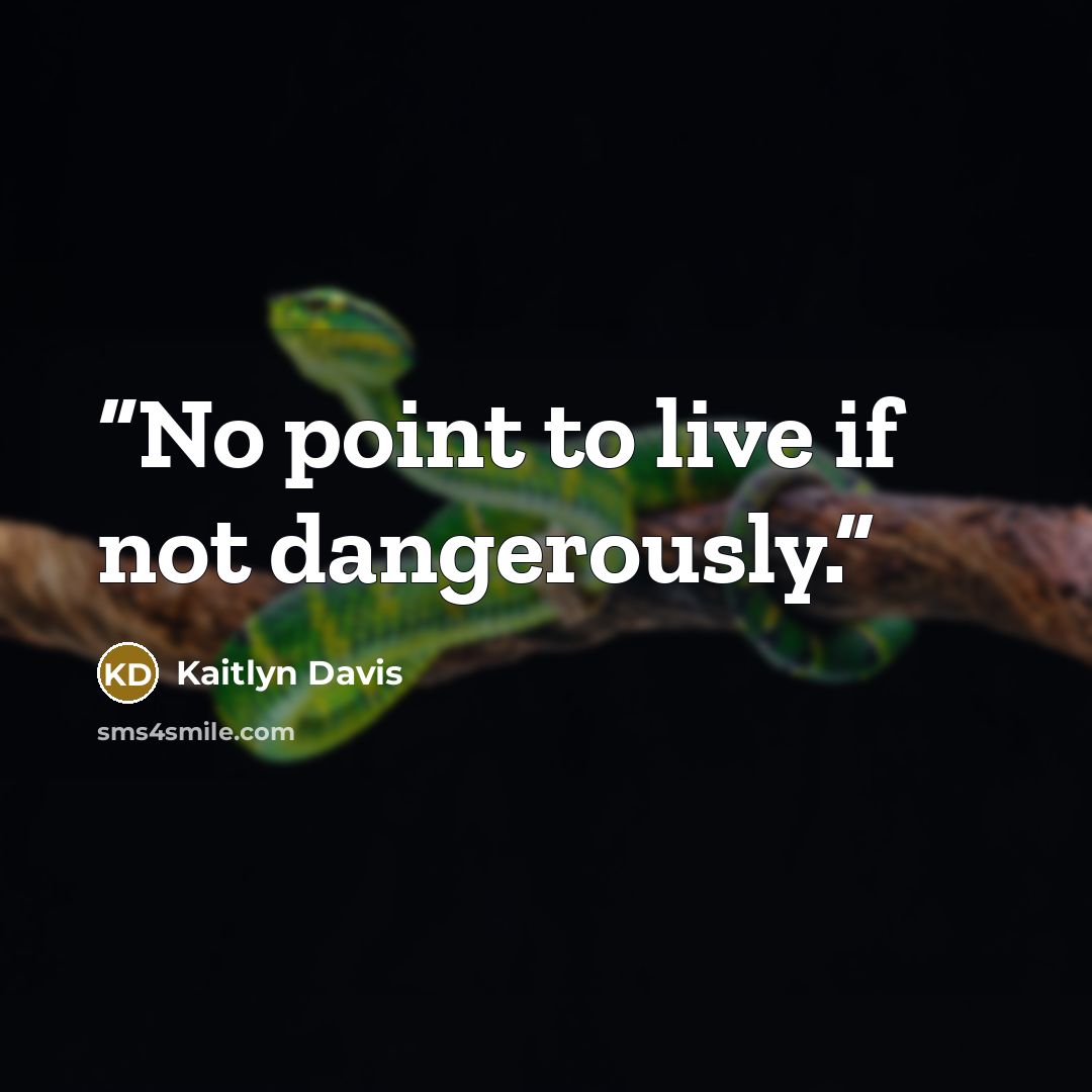 “No point to live if not dangerously.” quote by Kaitlyn Davis