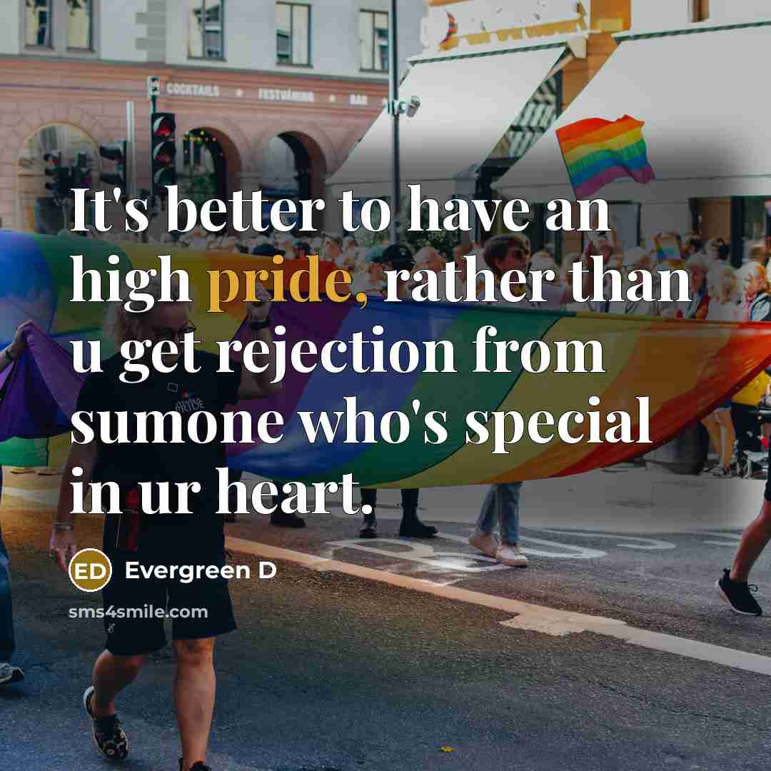 “It's better to have an high pride, rather than u get rejection from sumone who's special in ur heart.” quote by Evergreen D