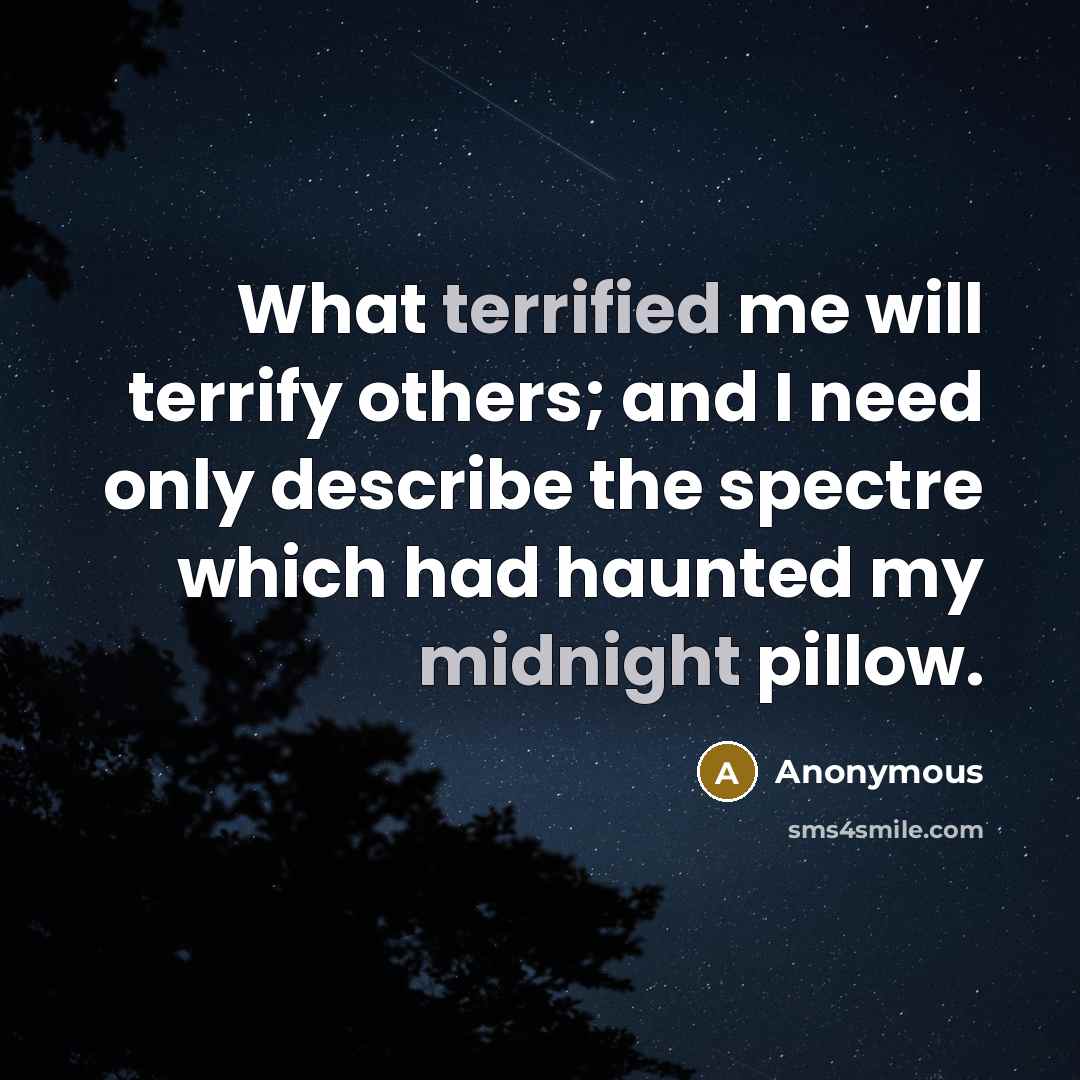 “What terrified me will terrify others; and I need only describe the spectre which had haunted my midnight pillow.” quote by Anonymous
