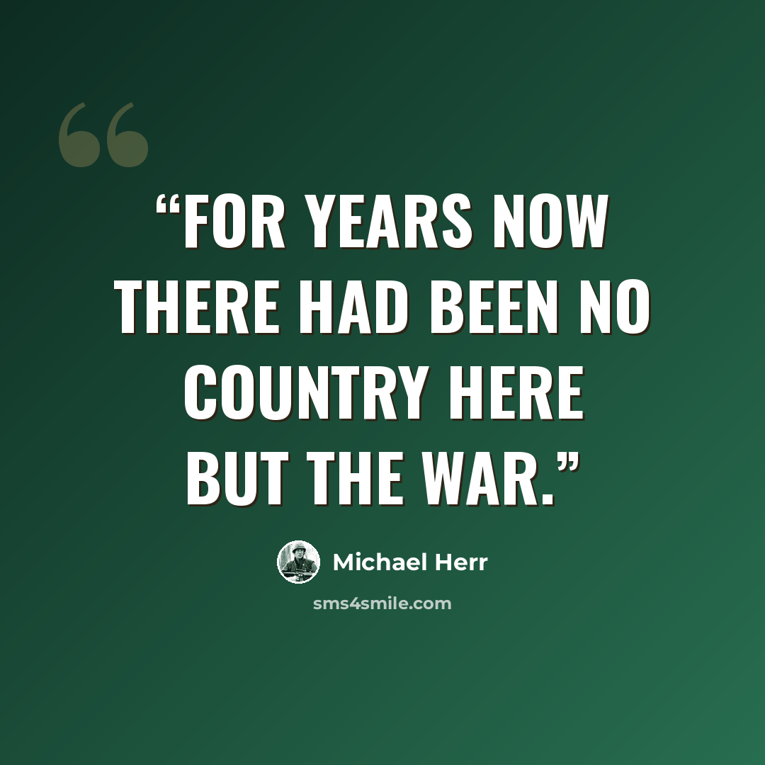 “for years now there had been no country here but the war.” quote by Michael Herr