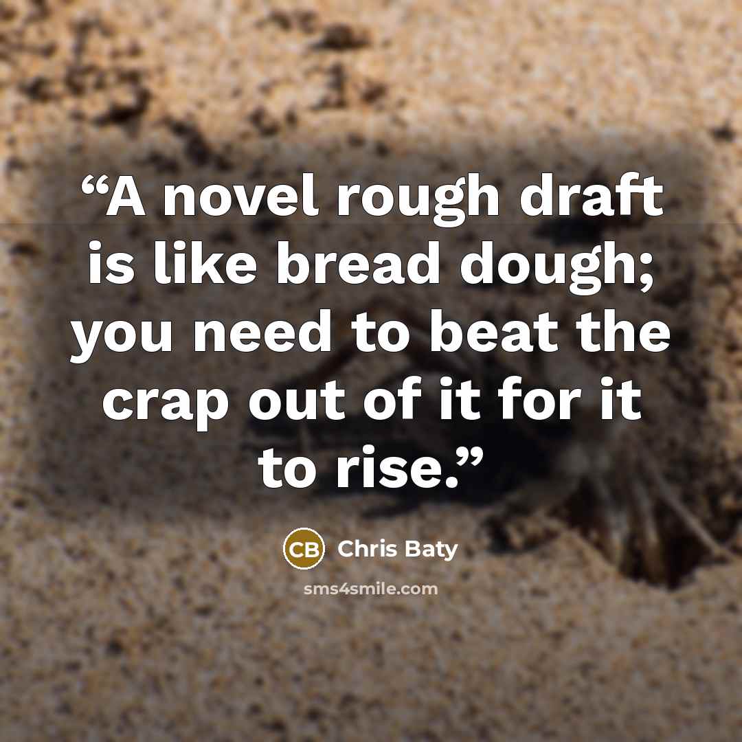 “A novel rough draft is like bread dough; you need to beat the crap out of it for it to rise.” quote by Chris Baty