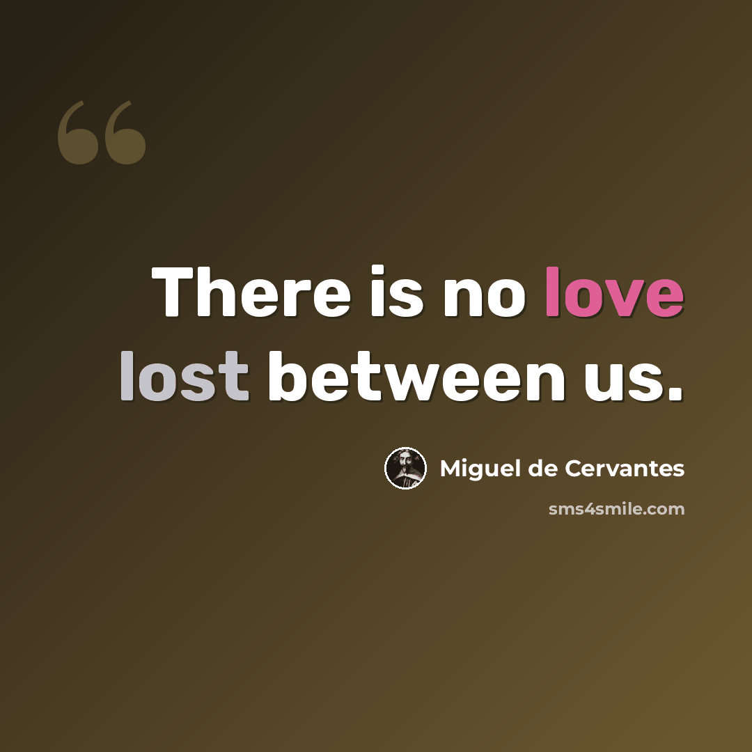 “There is no love lost between us.” quote by Miguel de Cervantes