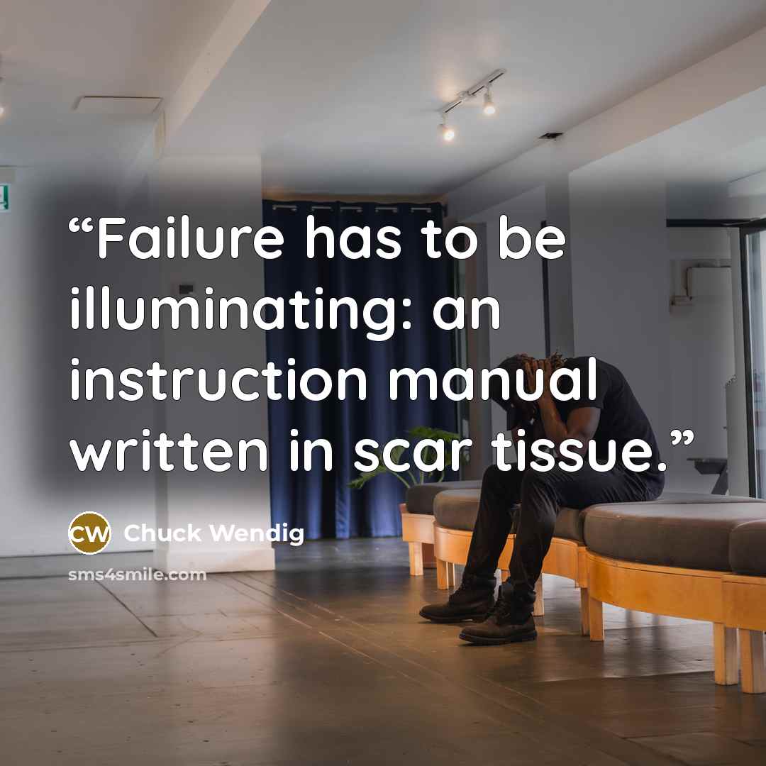 “Failure has to be illuminating: an instruction manual written in scar tissue.” quote by Chuck Wendig