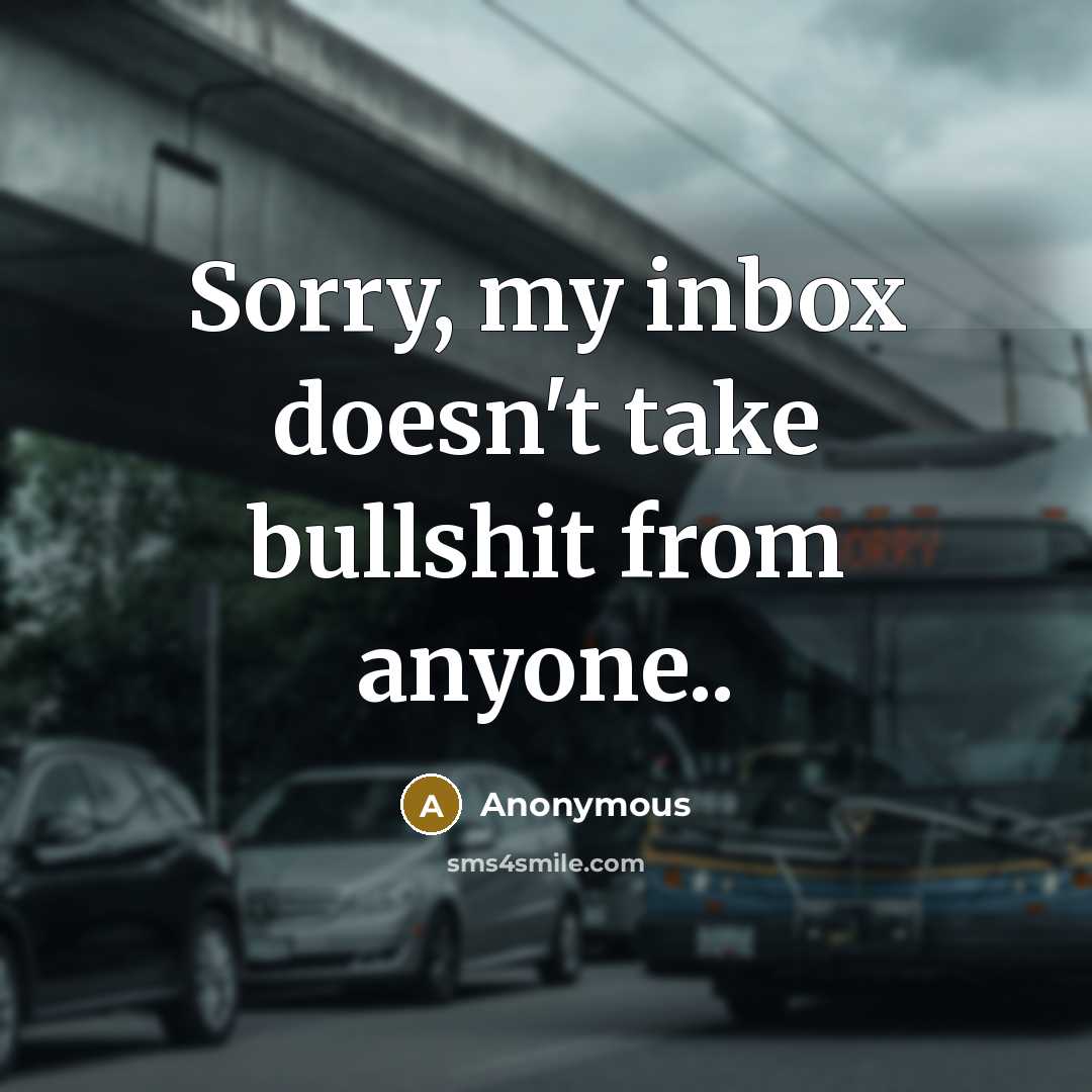 “Sorry, my inbox doesn't take bullshit from anyone..” quote by Anonymous
