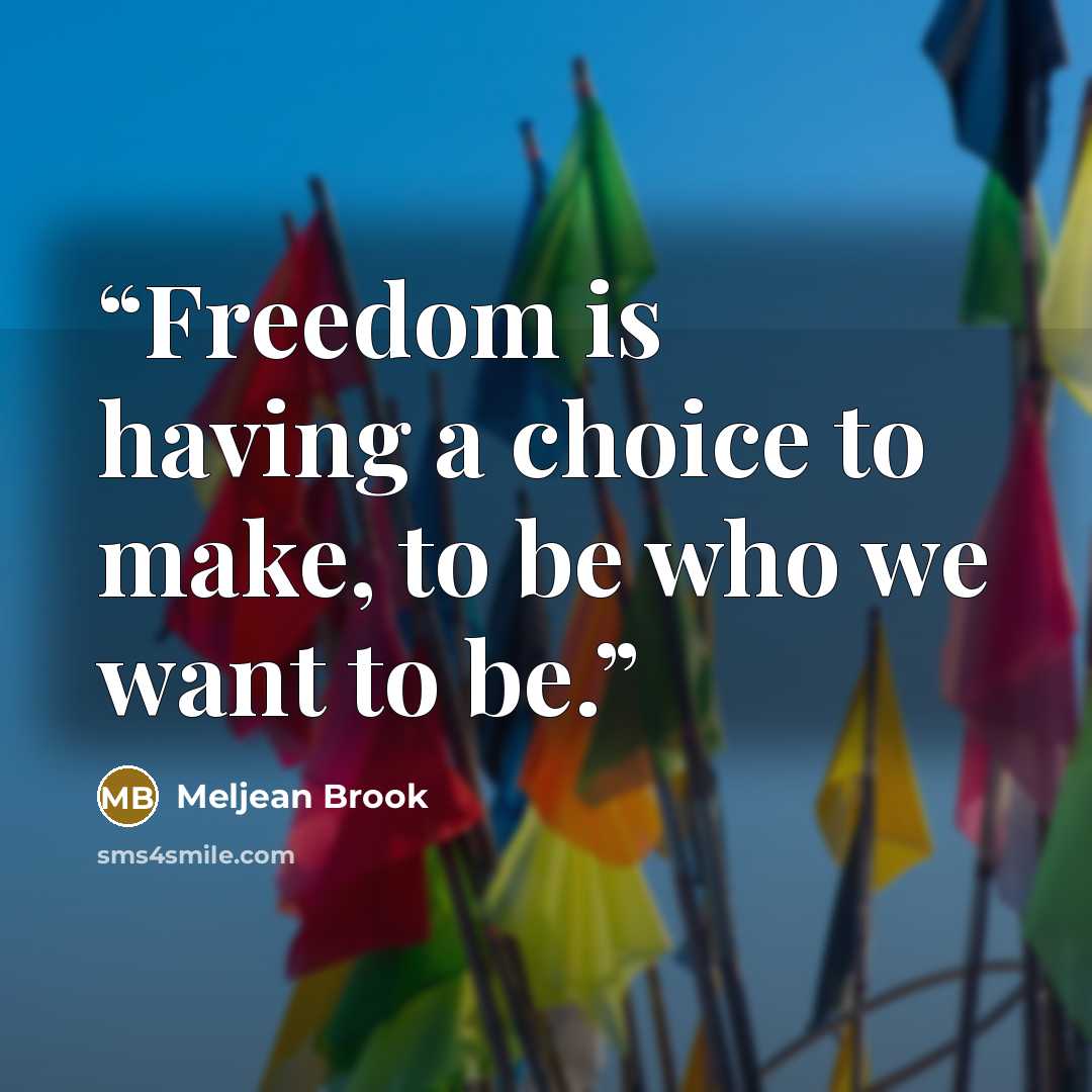 “Freedom is having a choice to make, to be who we want to be.” quote by Meljean Brook