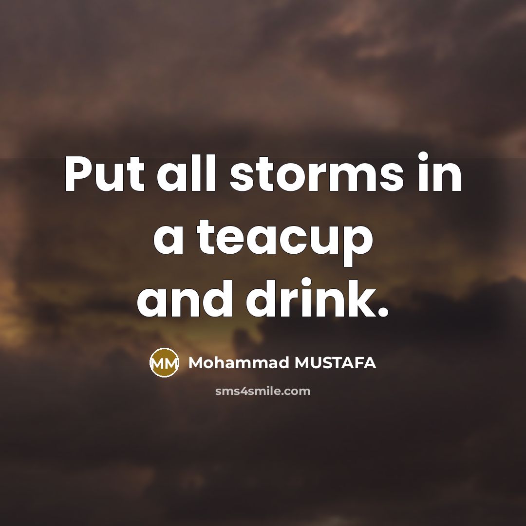 “Put all storms in a teacup and drink.” quote by Mohammad MUSTAFA