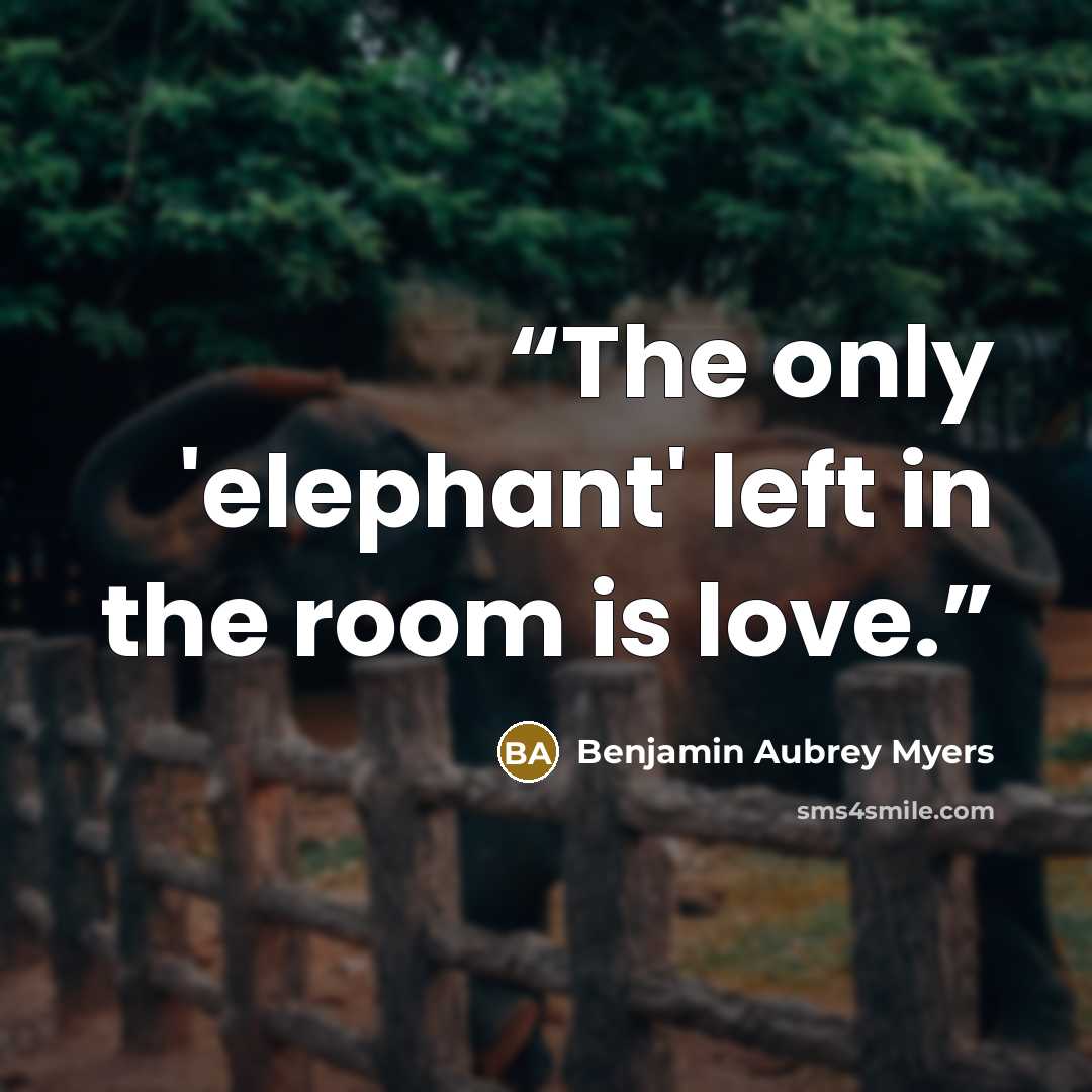 “The only 'elephant' left in the room is love.” quote by Benjamin Aubrey Myers