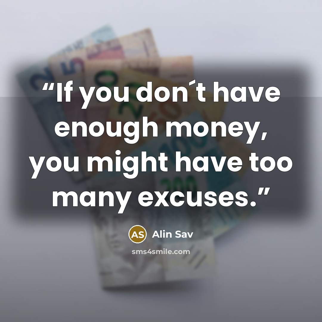 “If you don´t have enough money, you might have too many excuses.” quote by Alin Sav