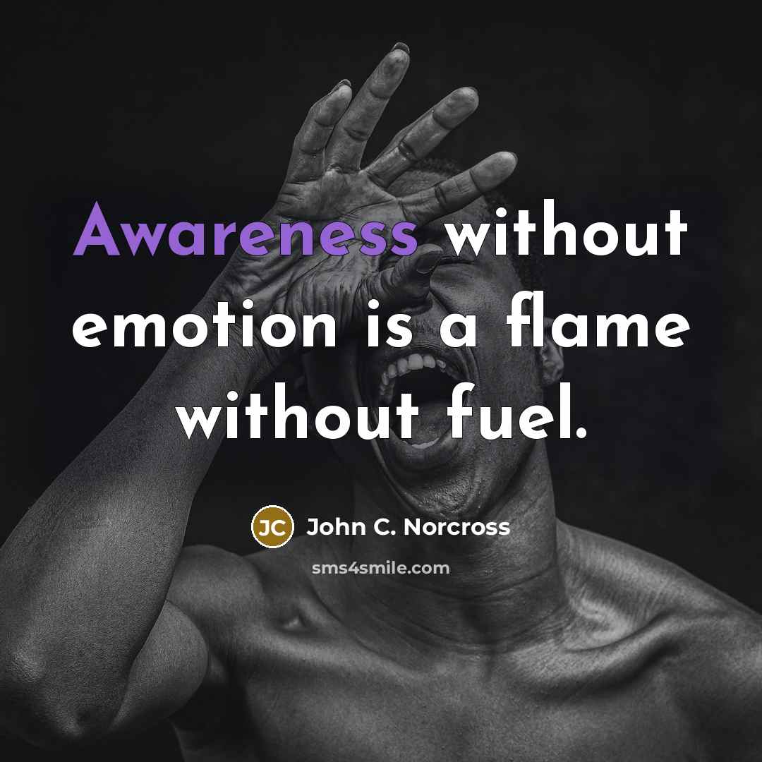 “Awareness without emotion is a flame without fuel.” quote by John C. Norcross