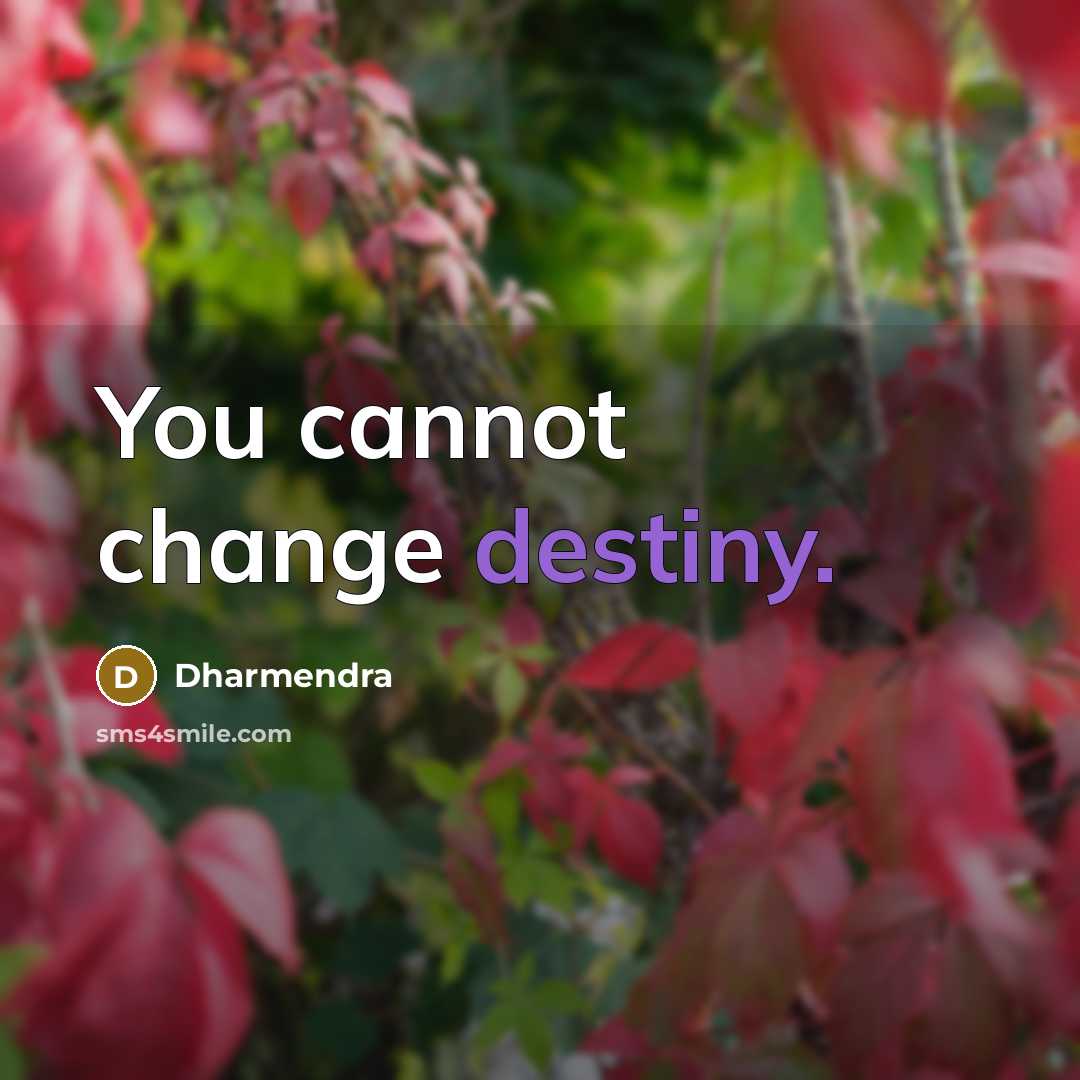 “You cannot change destiny.” quote by Dharmendra