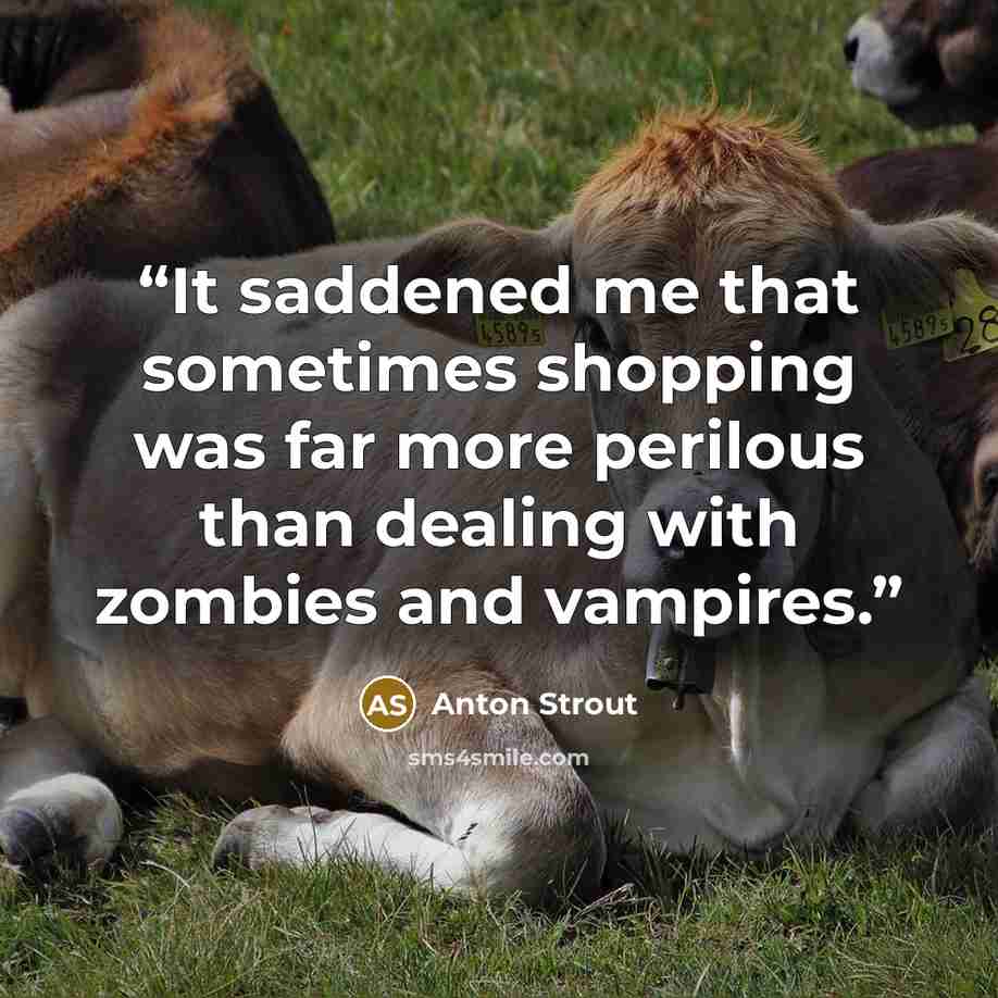 “It saddened me that sometimes shopping was far more perilous than dealing with zombies and vampires.” quote by Anton Strout