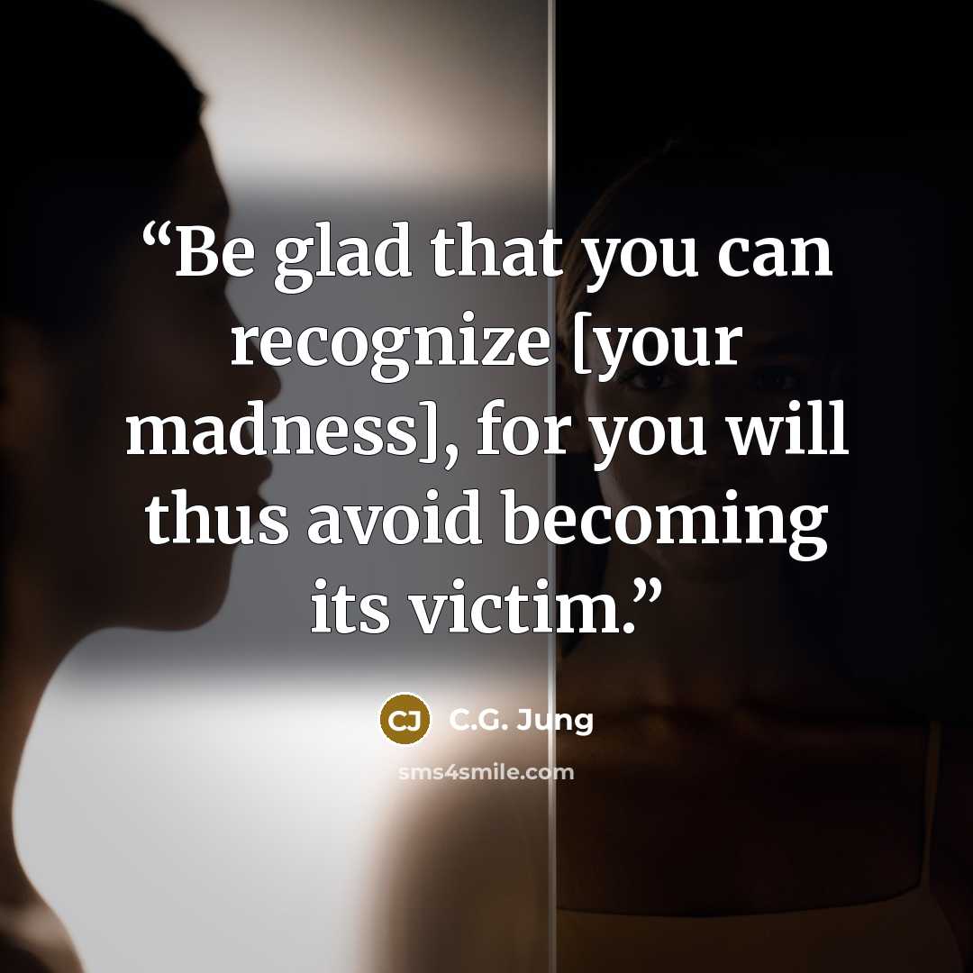 “Be glad that you can recognize [your madness], for you will thus avoid becoming its victim.” quote by C.G. Jung