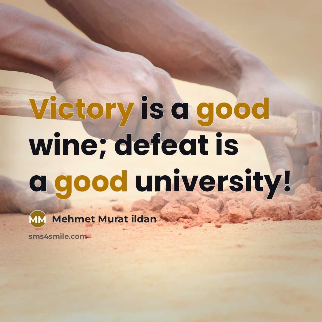 “Victory is a good wine; defeat is a good university!” quote by Mehmet Murat Ildan