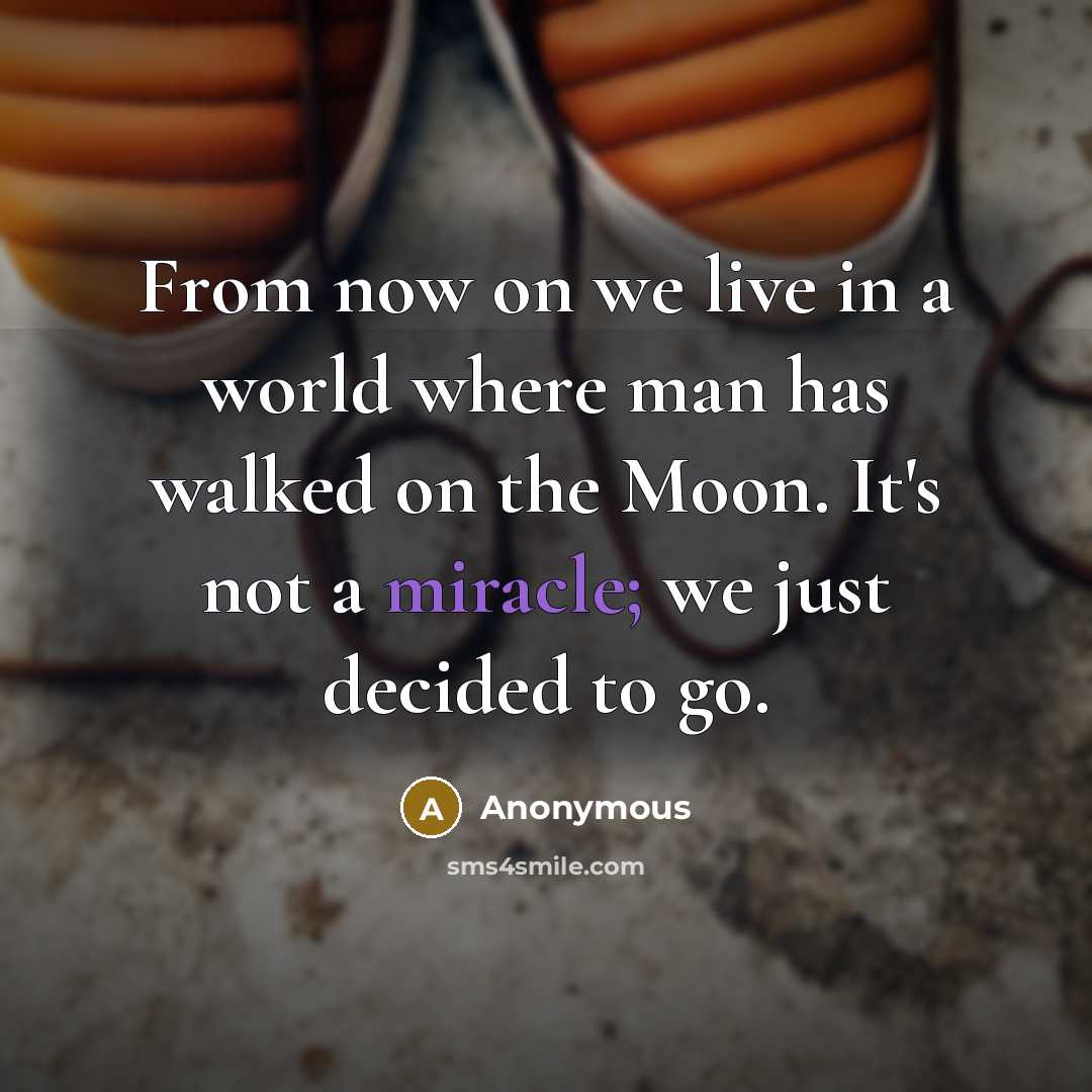 “From now on we live in a world where man has walked on the Moon. It's not a miracle; we just decided to go.” quote by Anonymous