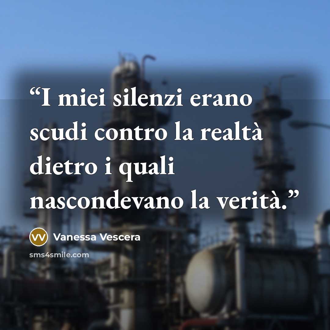 “I miei silenzi erano scudi contro la realtà dietro i quali nascondevano la verità.” quote by Vanessa Vescera
