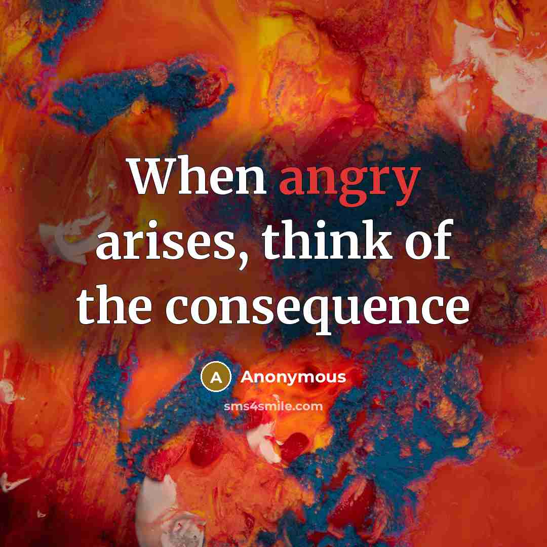 “When angry arises, think of the consequence” quote by Anonymous