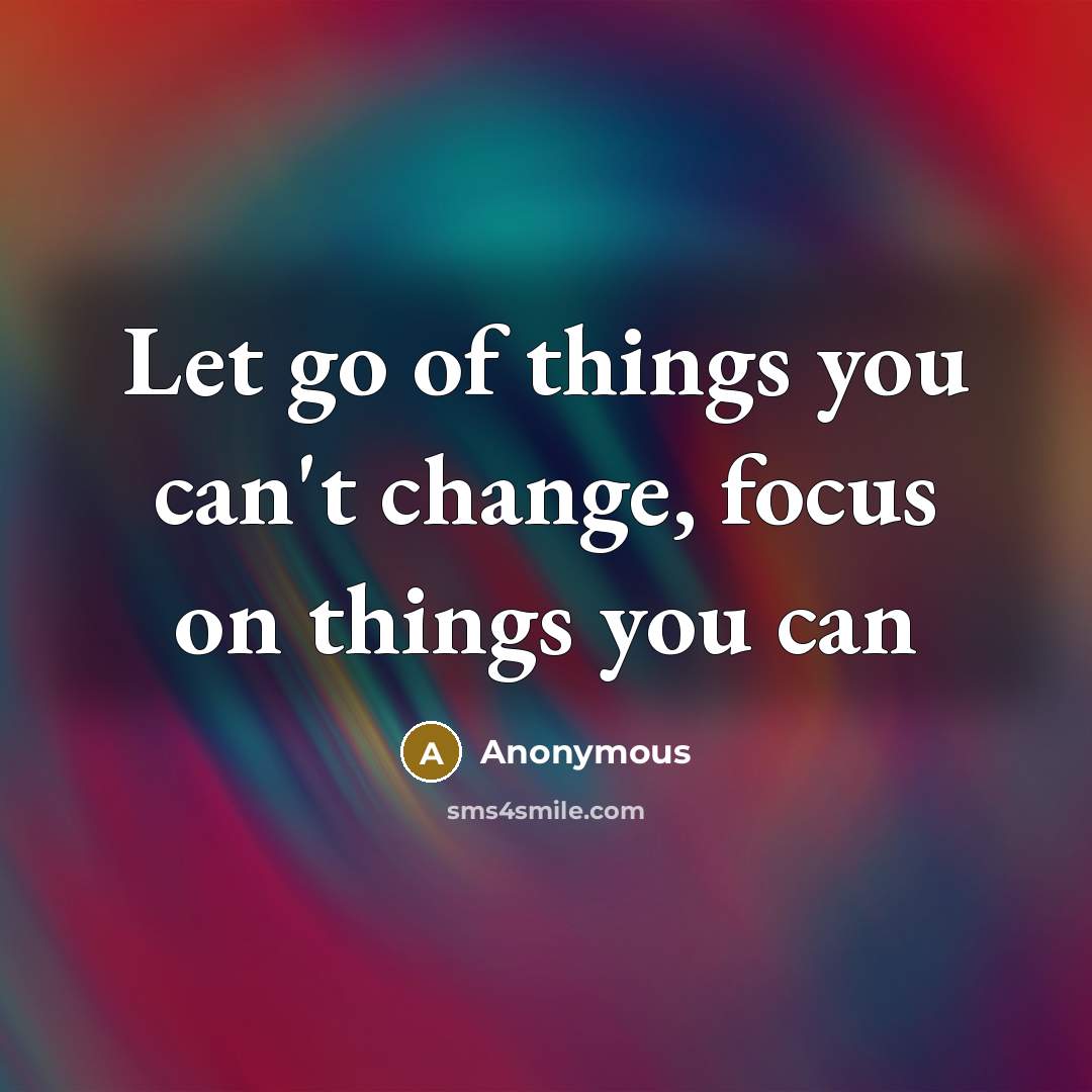 “Let go of things you can't change, focus on things you can” quote by Anonymous