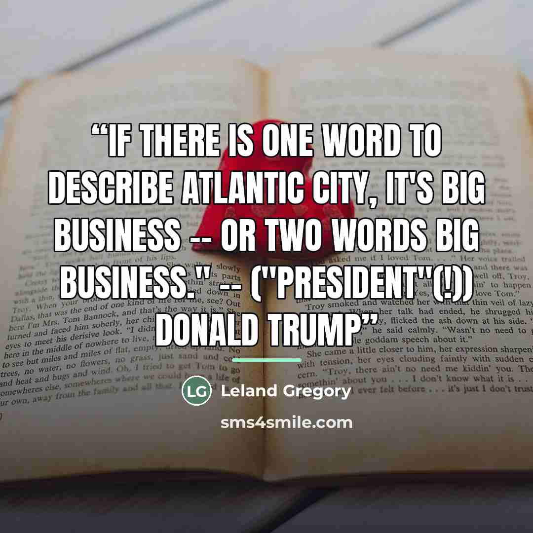 “If there is one word to describe Atlantic City, it's Big Business -- Or two words Big Business." -- ("President"(!)) Donald Trump” quote by Leland Gregory