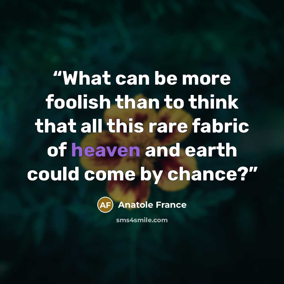 “What can be more foolish than to think that all this rare fabric of heaven and earth could come by chance?” quote by Anatole France