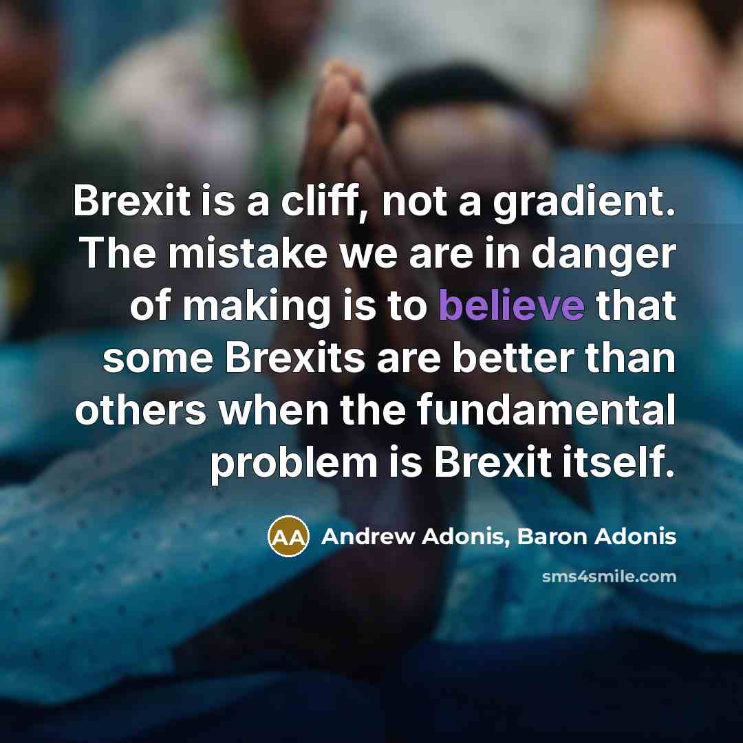 “Brexit is a cliff, not a gradient. The mistake we are in danger of making is to believe that some Brexits are better than others when the fundamental problem is Brexit itself.” quote by Andrew Adonis, Baron Adonis
