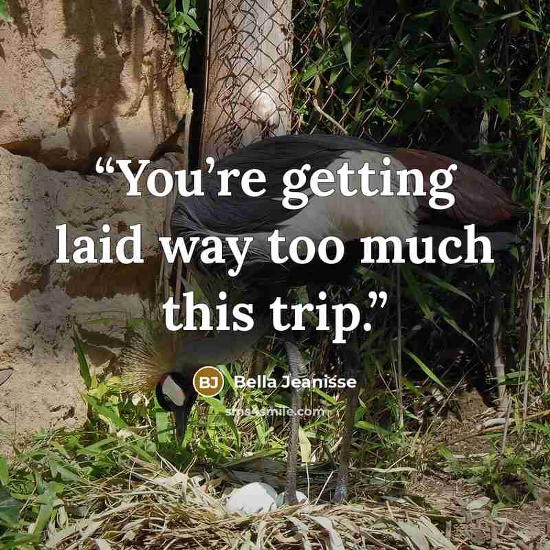 “You’re getting laid way too much this trip.” quote by Bella Jeanisse