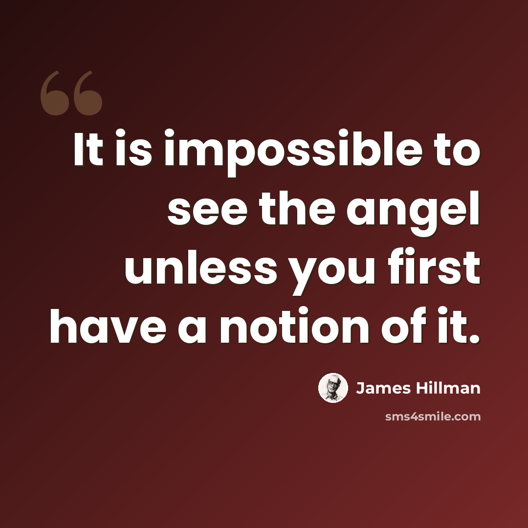 “It is impossible to see the angel unless you first have a notion of it.” quote by James Hillman